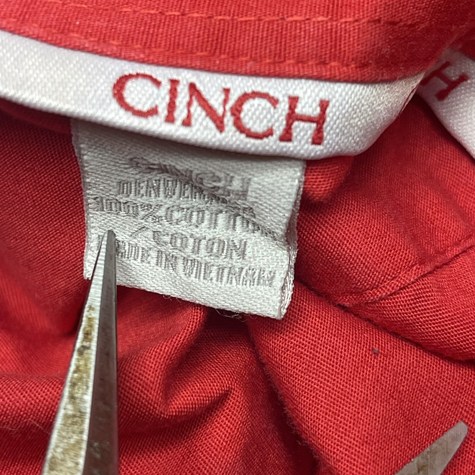 Cinch Solid Twill Red Button Down Shirt MTW706002… - image 7