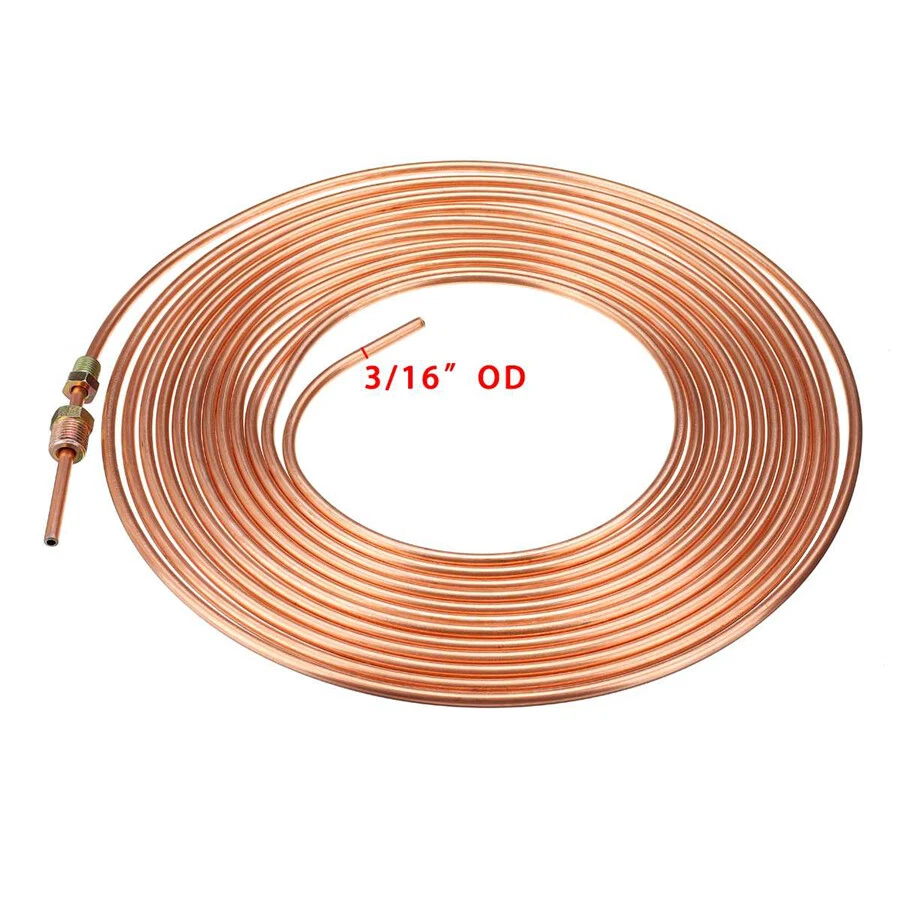 Rolo de 25 pés 3/16" OD cobre niquelado aço tubo de linha de freio com 16 acessórios - Imagem 4 de 4
