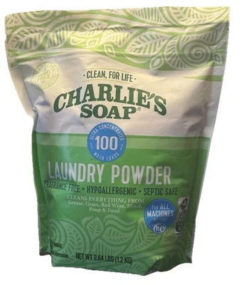 CHARLIE'S SOAP Charlie’s Soap Fragrance‑Free Laundry Powder – 100 Loads, 2.64 lbs