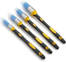 Bates- Trim Paint Brush, 4Pcs, 0.4", 0.6", 0.8" & 1", Black & Yellow Handle, Tri