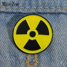 Attention Radiation Enamel Pins Custom Physics Brooches Lapel Badges Scientist