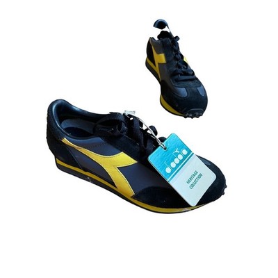 Diadora Equipe Heritage Black Grey Yellow Leather Suede Men's Sneakers 6 $230