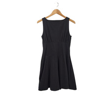 Quince Women Organic Stretch Jersey Drop Waist Mini Dress TRUE Black M