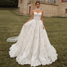 2026 Luxury White A-Line Lace Wedding Dresses Sweetheart Customized Bridal Gowns