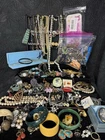 Costume Jewelry Lot Rhinestone Brooch Blue Moon Bakelite Jade Bangle Coro 7 Lbs