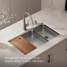 HOROW 33x22 Drop In Kitchen Sink Stainless Steel Workstation Sink Single Bowl
