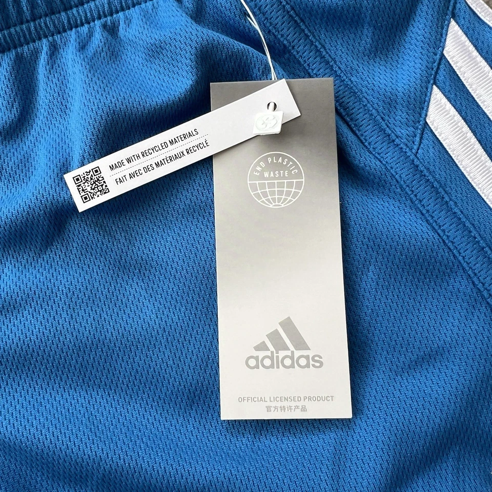 Lote de 2 Pantalones Cortos Adidas Atléticos de Malla Niña Talla GRANDE 14 Azul Rush 3 Rayas NUEVO Foto 4 de 4