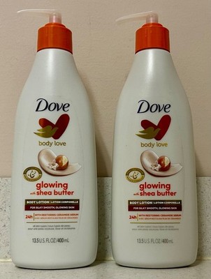 2 Dove Body Love Glowing Lotion with Shea Butter  13.5 Fl Oz Ea