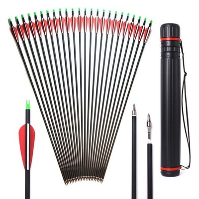 30'' Archery Carbon Arrows Spine 500 Compound Recurve Bow Hunting Target Practice