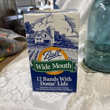 1 Box (12) Vintage BALL Wide Mouth Mason Dome Lids and Rings Canning