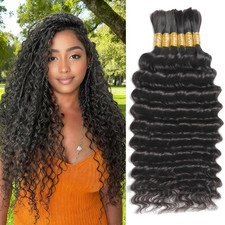 Human Braiding Hair for Boho Braids 150G 6 Bundles/Pack 20 Inch Deep Wave Bulk H