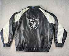 Raiders NFL Football Jacket Mens Large Faux Leather Embroidered Back Patch