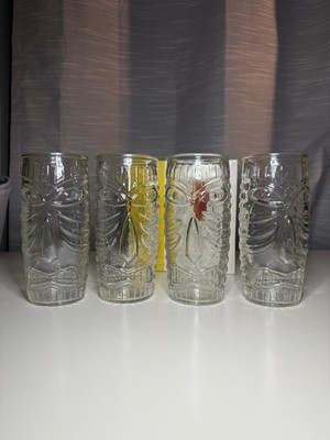 NIB Set of 4 Libbey Tiki Glasses Glass Nice Party 20oz Face Luau Party Tropical 