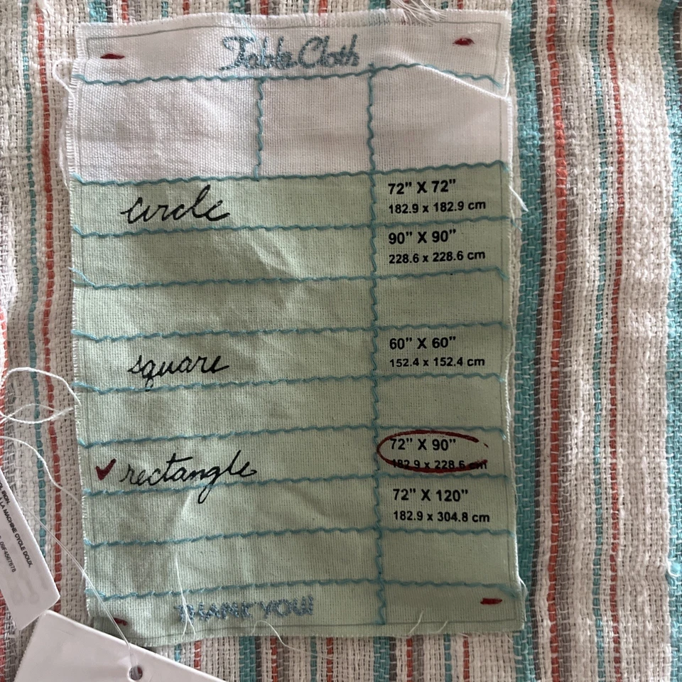 Anthropologie Rectangle Tablecloth 72”x90” Cotton Linen Blend Stripes Cream NWT - Image 2 of 4