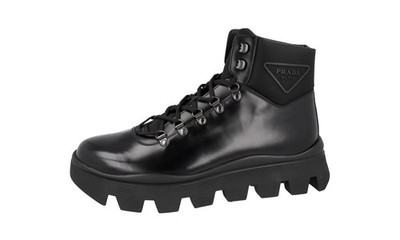 PRADA Leather Winter Ankle Boots Booties Brixxen Monolith NEW -  US 10.5 EU 43,5