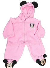 Vintage Disney Minnie Mouse Hooded Sweatshirt And Footed Sweatpants, 0/3 Months