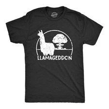 Mens Llamageddon T Shirt Funny Sarcastic Dooms Day Llama Explosion Graphic Tee