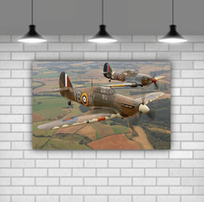 Spitfire war plane aviation Canvas Wall Art Printed Picture Framed Ready To Hang