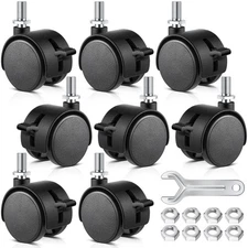 Barydat 8 Pcs 1. 5 Inch Plastic Furniture Wheels with Brake Swivel Replacemen...