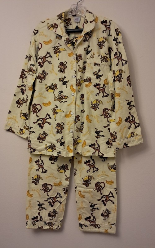 PAPA BEAR LOUNGE ABOUTS sz S Monkey GO  BANANAS 2 Piece Pajama Set Chest Pocket 