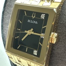 Bulova Women's Marc Anthony Quadra Black Dial Watch - 97P167 *CHIPPED CRYSTAL*