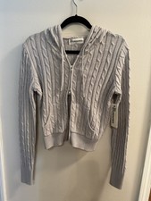 No Boundaries Women  s Two Way Zip Up Hoodie Sweater Gray S 4-6 