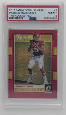 2017 Panini Donruss Optic Patrick Mahomes II The Rookies Red /99 Chiefs PSA 8