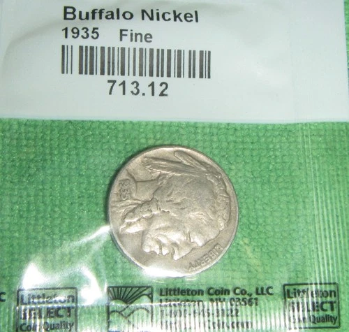 1935 - Buffalo Nickel - Full date, Fine littleton Coin Co. no mint mark