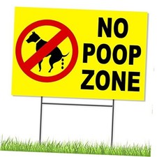 No Poop Zone Sign with Stake - Keep Off Grass Sign - Keep Dogs Off Sign - No