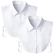 Kalkehay Detachable Dickey Collar Blouse for Women, One Size, White, 2 Pack
