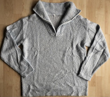 Damen Grobstrickpullover Hellblau Kragen S La...