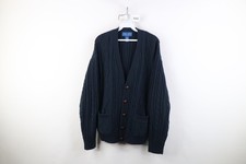 Vtg 90s Streetwear Mens L Donegal Chunky Cable Knit Fisherman Cardigan Sweater