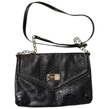 Vintage Y2K Nine West Black Faux Snakeskin Women’s Crossbody Bag Purse