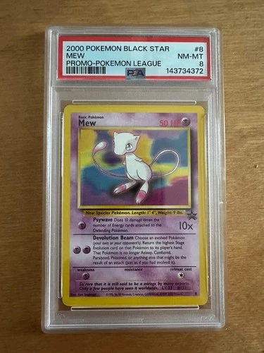 2000 Pokemon Black Star Mew Promo Pokemon League #8 PSA 8