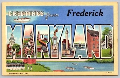 Frederick Maryland Greetings From Large Letter Postcard