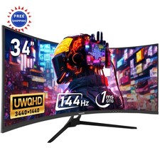 Ultrawide Curved 34 Inch 144Hz Gaming Monitor 1500R UWQHD 21 9 Adaptive Sync