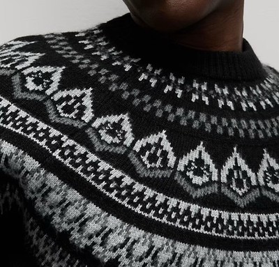 NWT M&S COLLECTION Men s Fair Isle Crew Neck Jumper with Wool size M