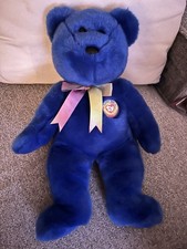 1999 Retired Ty Beanie Buddy Large 14" Clubby II Blue Teddy Bear Stuff Plush