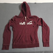 Hollister Womens Large Full Zip Red Red Embrodered Logo Sweatshirt