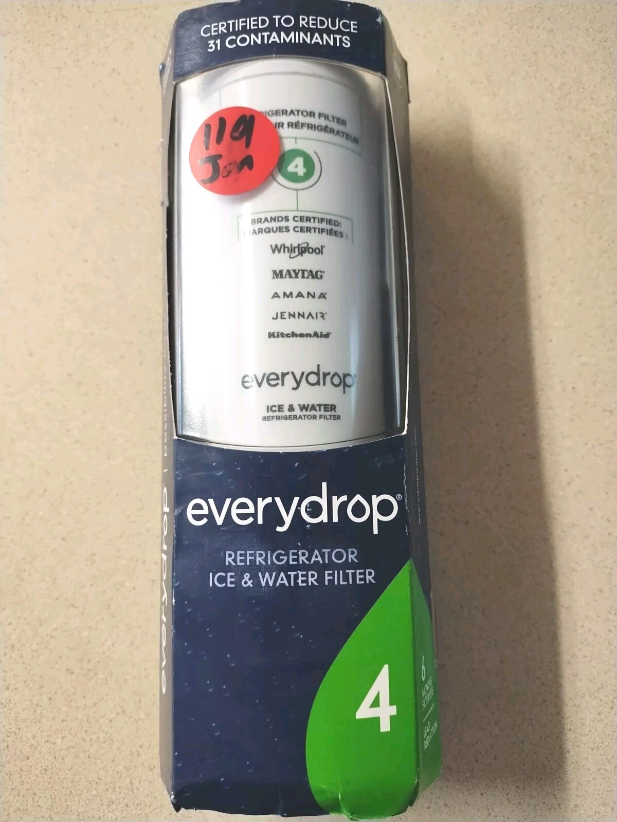 EveryDrop by Whirlpool Refrigerator Ice & Water Filter 4 EDR4RXD1 NEW