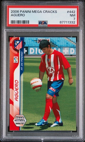 2006-07 Panini Megacracks La Liga Nuevo Fichaje Sergio Aguero #442 Rookie PSA 7