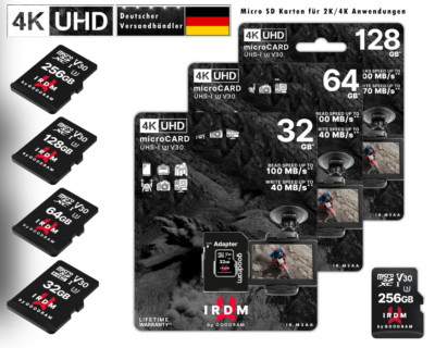 GoodRam SD Speicherkarte 256GB 128GB 64GB  micro SD Card 4k UHD V30 Class10 SDXC