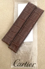Cartier Watch Strap KD11ZM61 Alligator Mat Chocolate Brown 16 x 16 AUTHENTIC