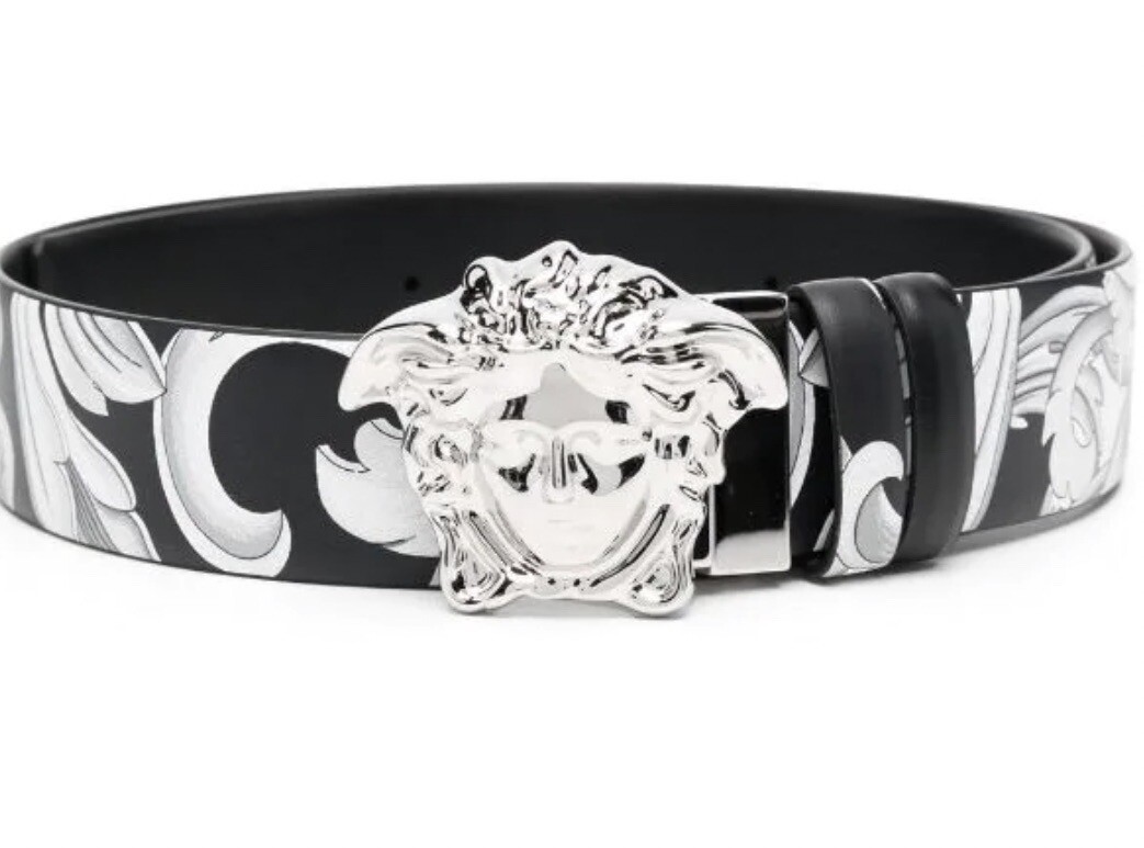 Versace La Medusa Baroque Reversible Leather Belt Silver Versace La Medusa Baroque Reversible Leather Belt Silver