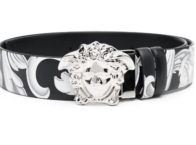 VERSACE: La Medusa reversible leather belt - Black