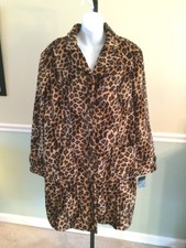 Giacca Leopard Print Button Down Belted Polyester Coat - Nwt! Xlarge