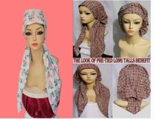 Pre-tied -Tichel Chemo Scarf Hair wrap. Head Covereing Flowers