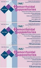 Hemorrhoid Suppositories Rugby 12 ct  3 boxes  --