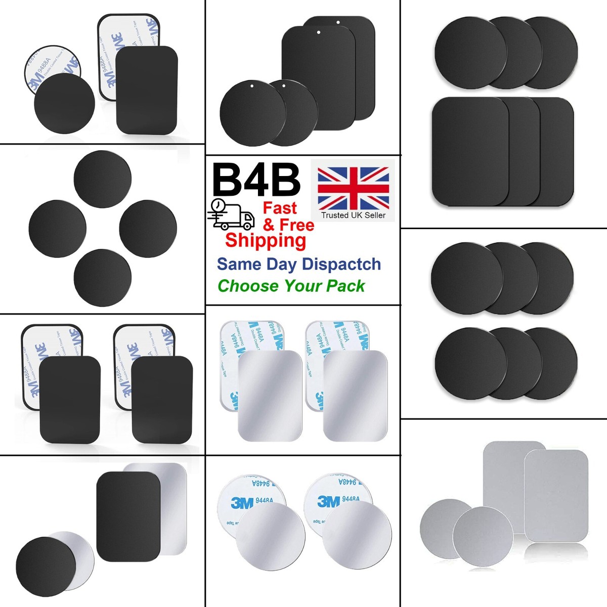 Cup Holder Phone Mount Magnetic Metal Plates Adhesive Sticker