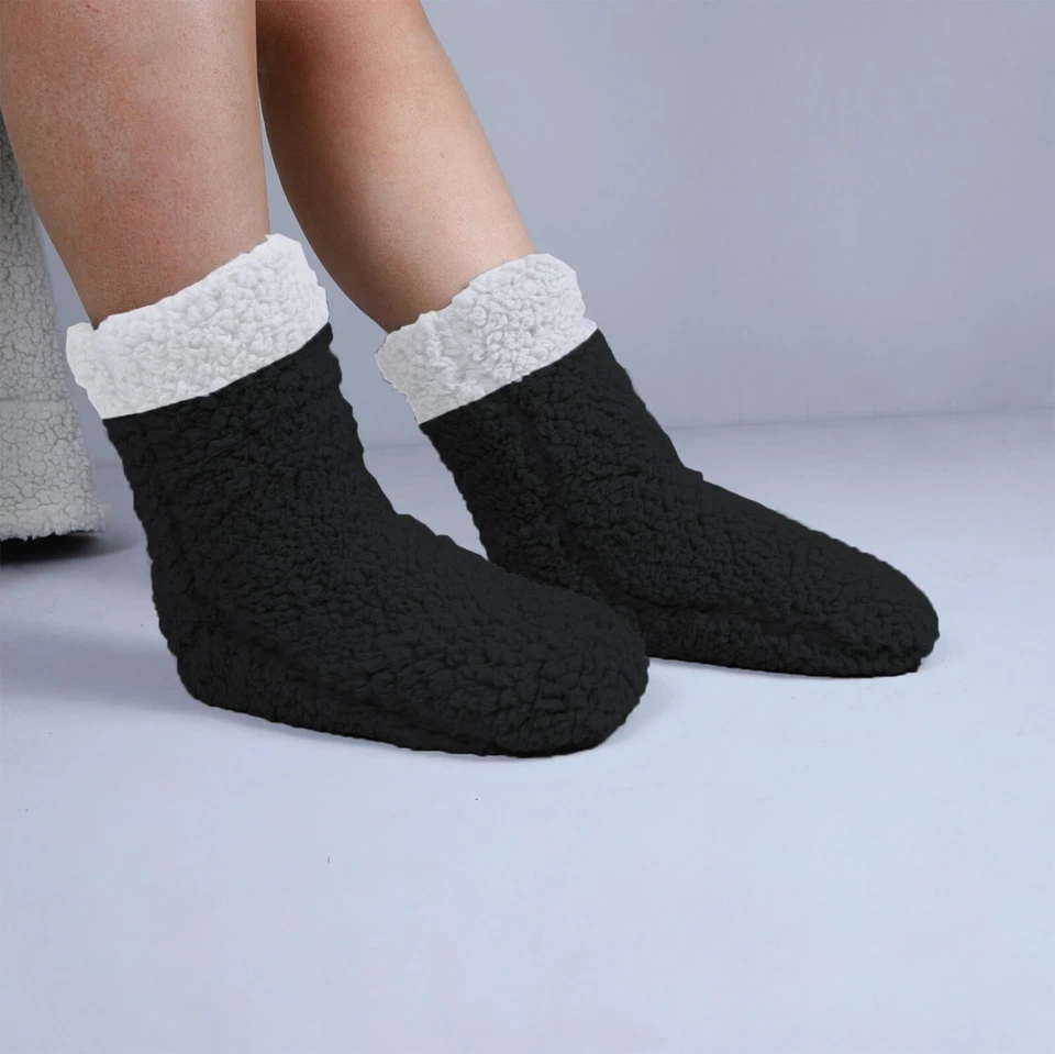5 Pairs Women’s Sherpa Fleece Socks Warm Fluffy Slipper Socks Winter Home Floor — 第 3/4 张图片